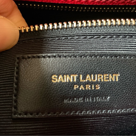 Saint Laurent Chevron-Quilted Leather Shoulder Chain Tote Bag, Red - Picture 11 of 11